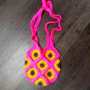 Pink sunflower tote purse